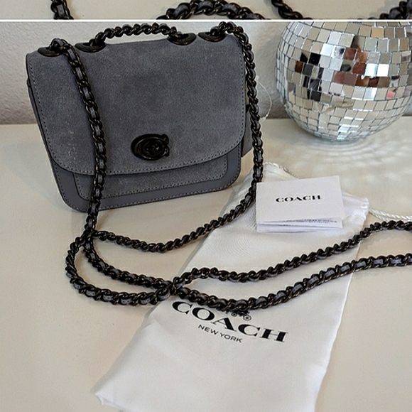 COACH MADISON GRAY PEBBLE LEATHER & SUEDE CROSSBODY BAG NWT W/DUSTBAG RARE - Picture 9 of 16